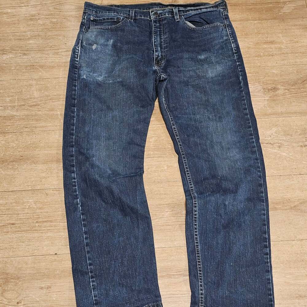 Levi's 505 Men's Jeans 38x30 Regular Fit Straight Leg Dark Wash Distressed